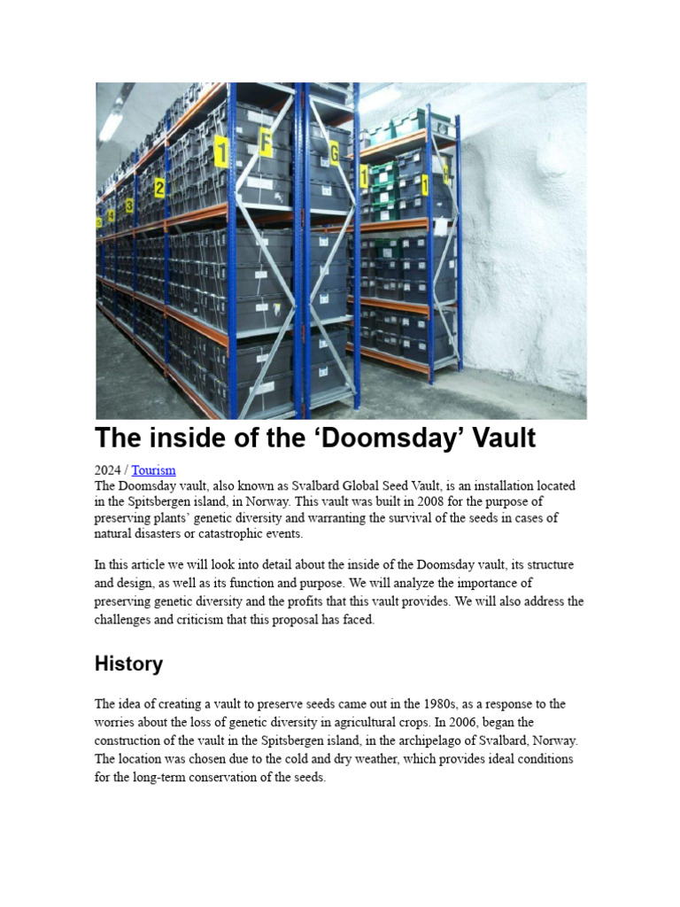 Inside the Doomsday Vault: Overview | PDF | Biodiversity | Natural ...