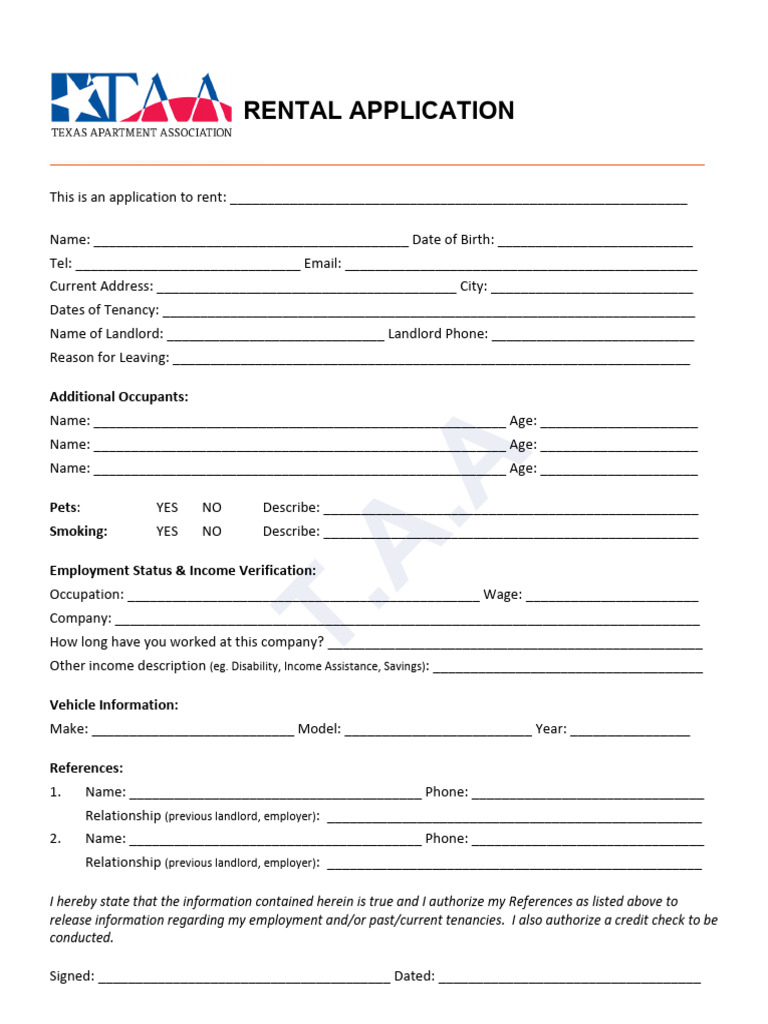 Rental Application | PDF | Landlord | Renting