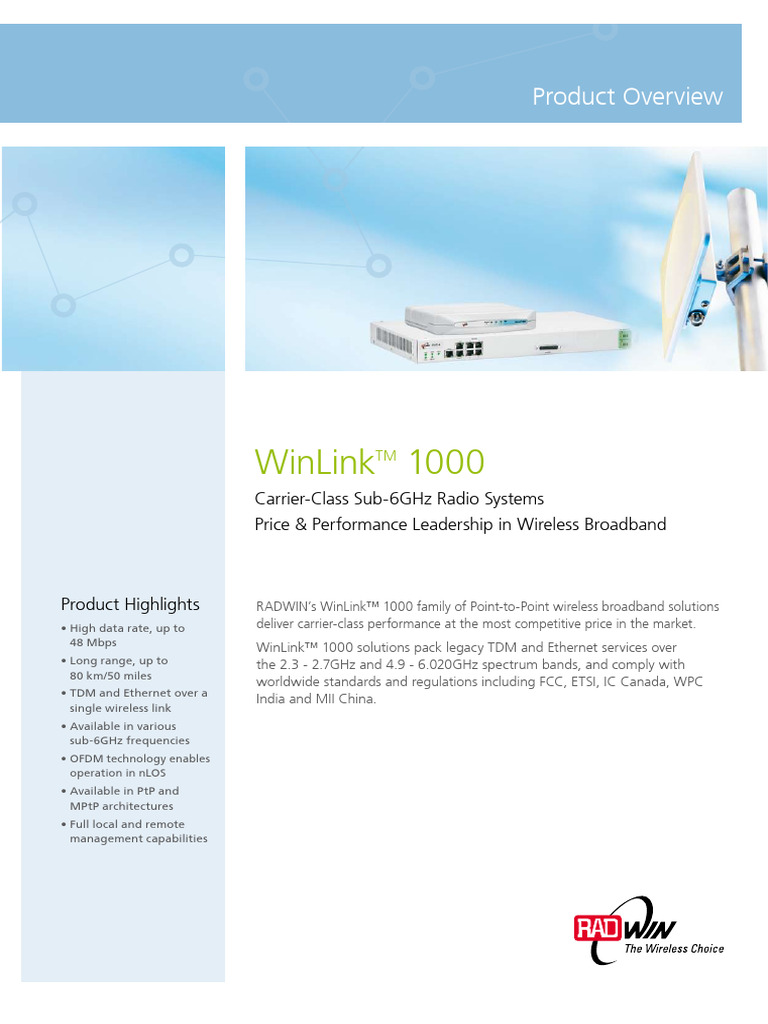 Winllink1000 Series | PDF | Broadband | Radio