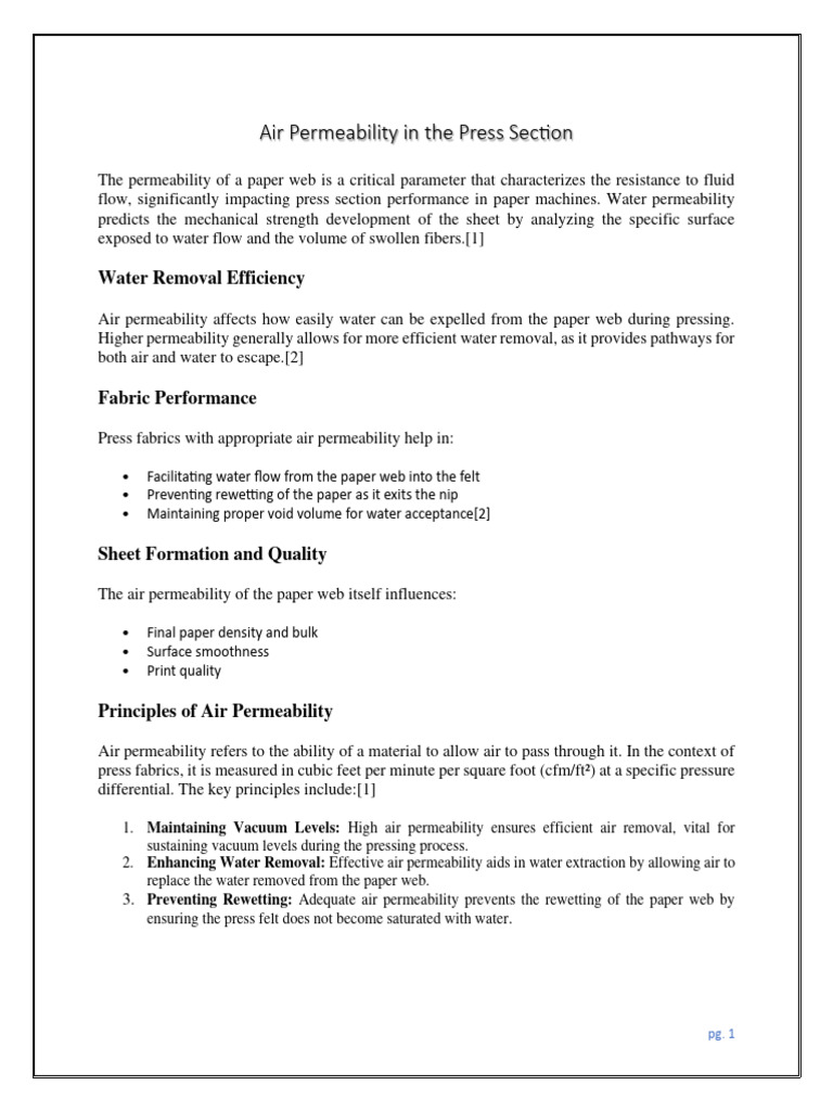 Air Permeability in Paper Press Section | PDF | Paper | Textiles