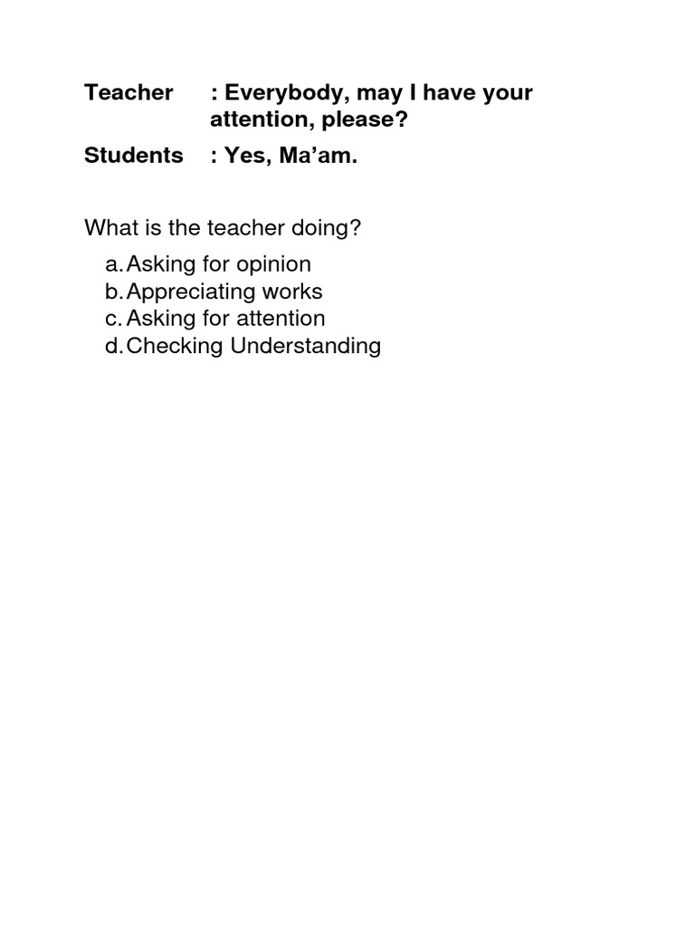 Classroom Dialogue Understanding Exercises | PDF | Language Arts ...