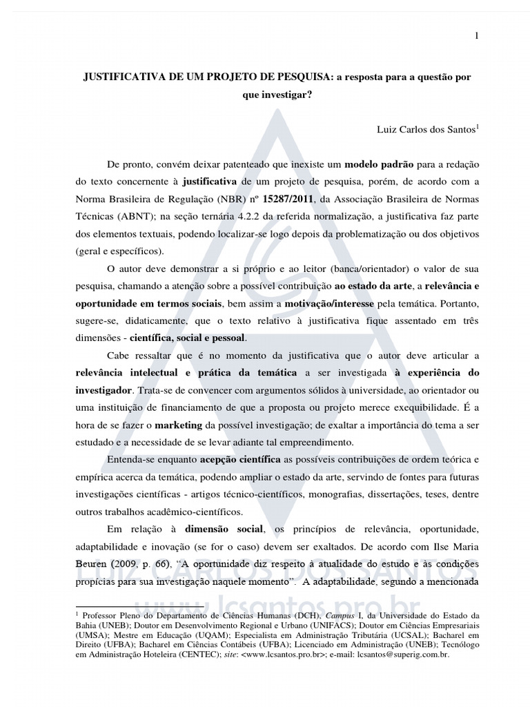 Justificativa em Projetos de Pesquisa | PDF | Science | Estado