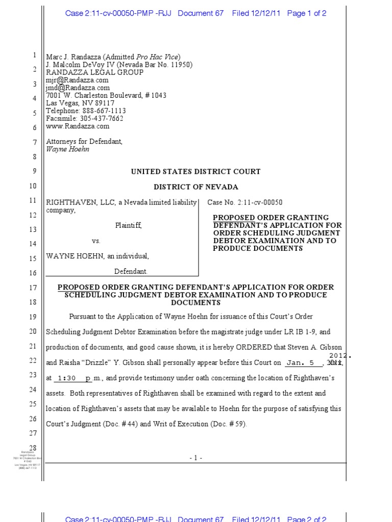 Judgment Debtor Examination Order | PDF | Law