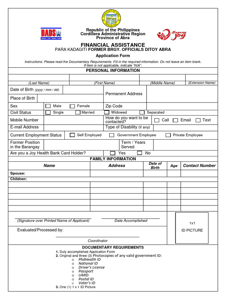 FA Form For Former Brgy Ofcls | PDF | Government And Personhood