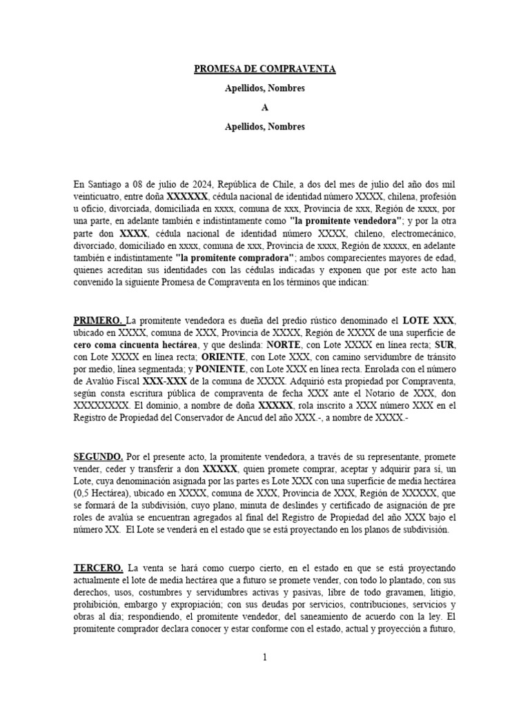 Modelo de Promesa de Compraventa | PDF | Ley común | Derecho privado