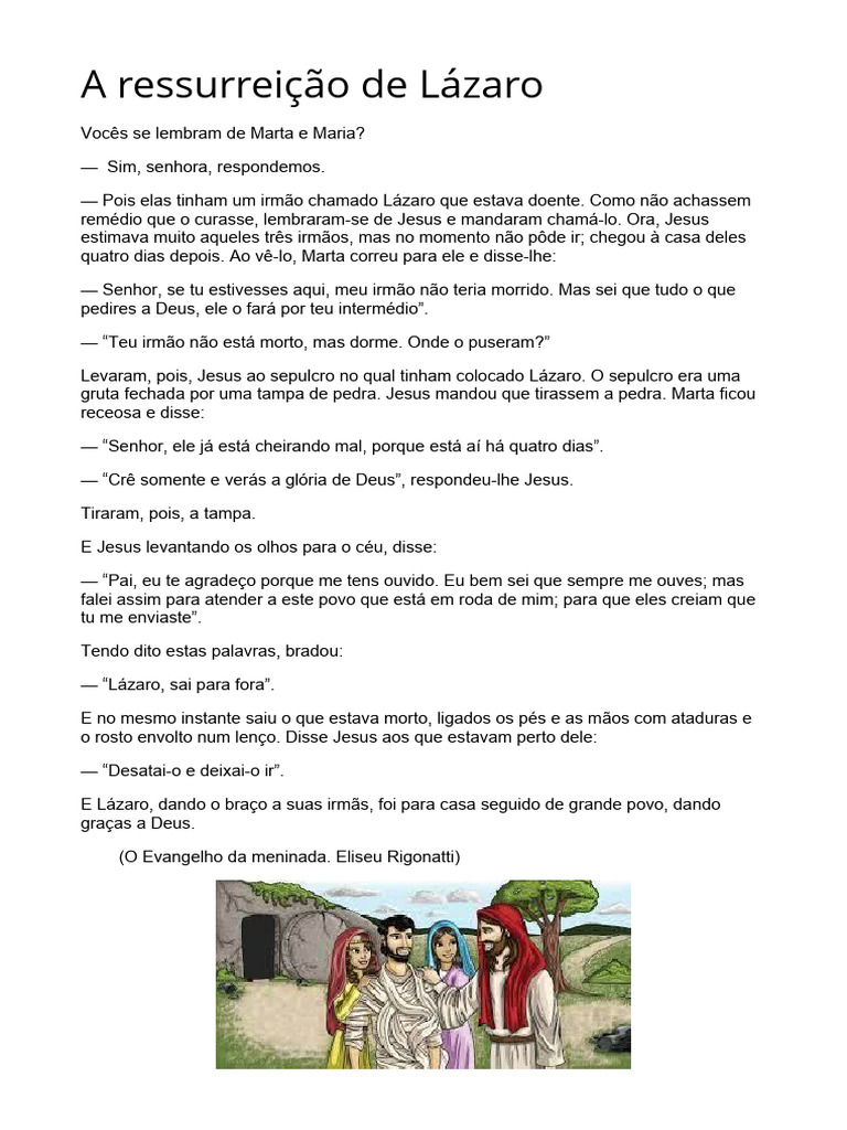 Lições da Ressurreição de Lázaro | PDF