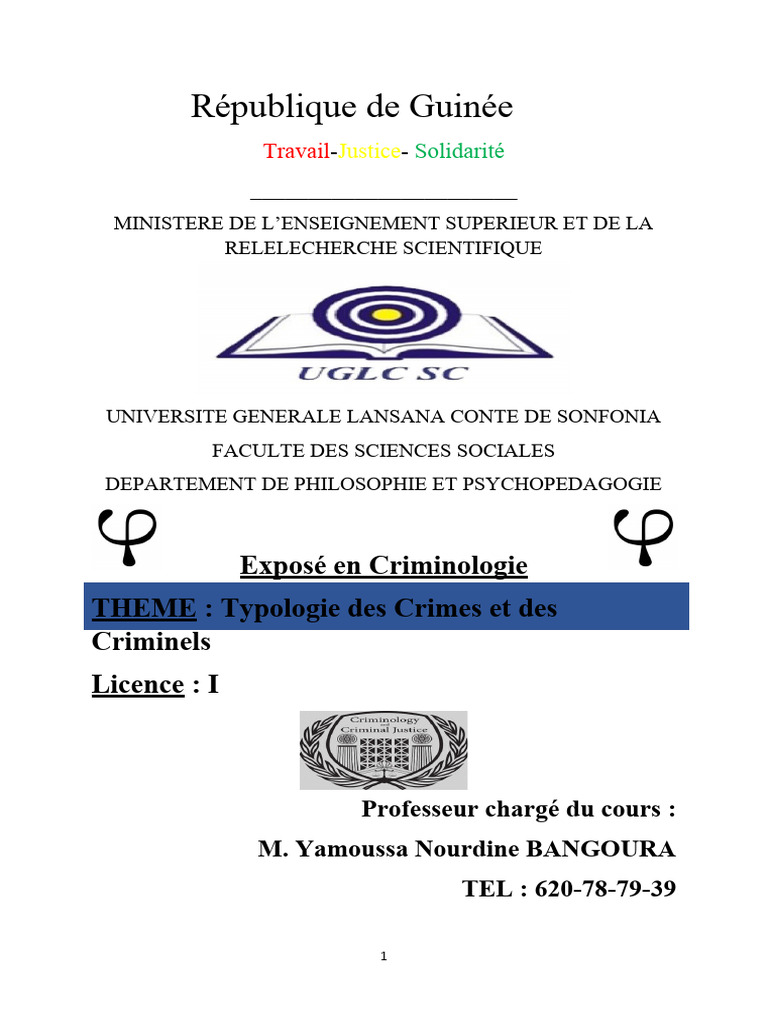 Typologie des Crimes et Criminels | PDF | Crimes | Crime et violence