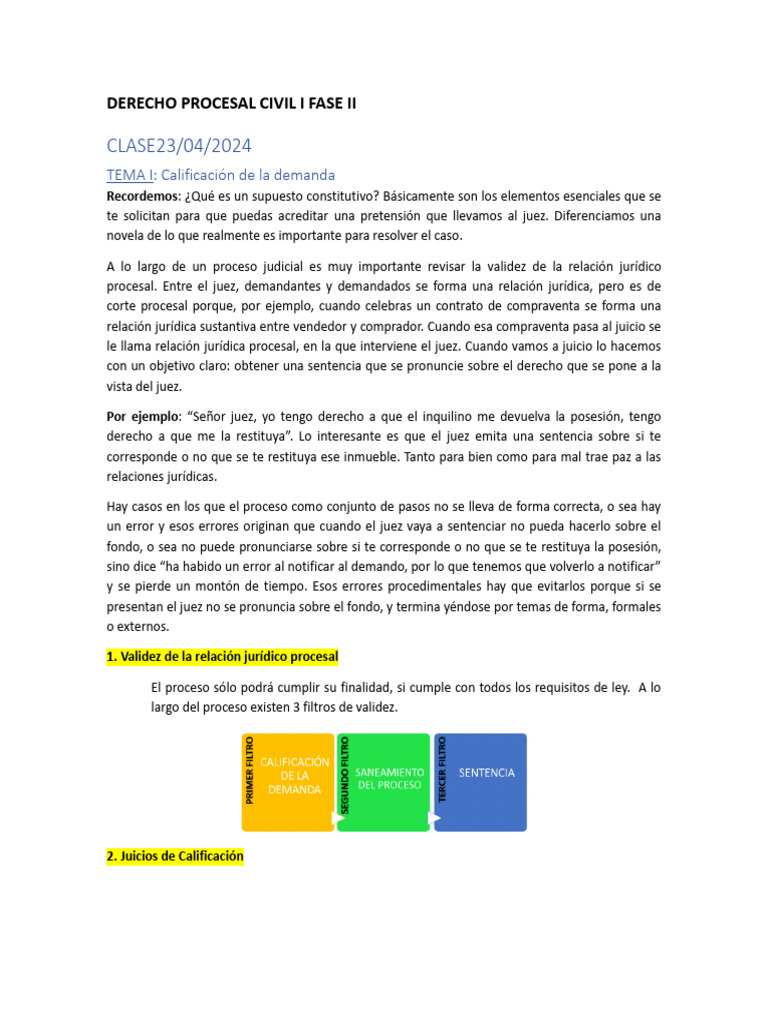 Derecho Procesal Civil I Fase Ii | PDF | Ley procesal | Demanda judicial