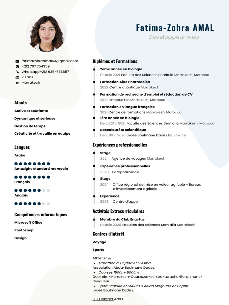 CV de Fatima-Zohra Amal | PDF | Maroc