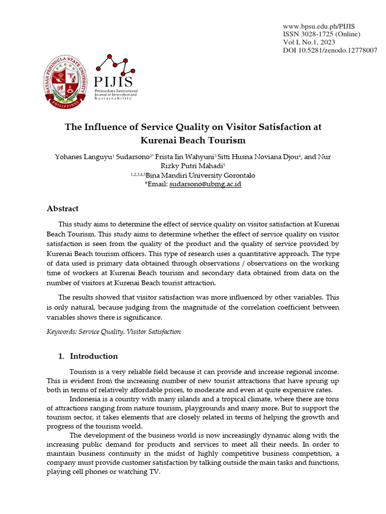 The Influence of Service Quality On Visitor Satisfaction at Kurenai ...