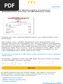 McDonald's Customer Satisfaction Survey On McDVoice - Com - Welcome