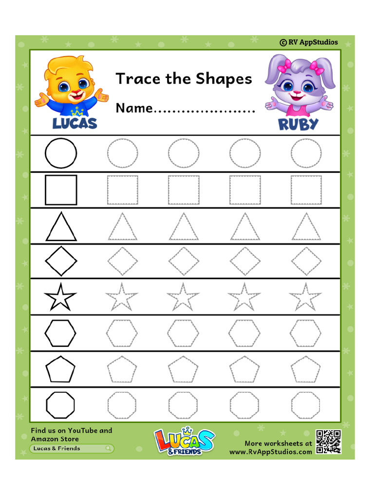 153 Free Printable Worksheets For Kids Dotted Shapes To Trace Worksheet