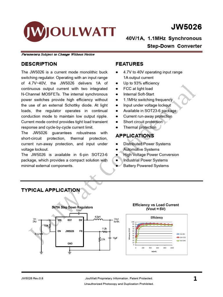 JW5026 40V/1A Step-Down Regulator | PDF | Electronic Engineering ...