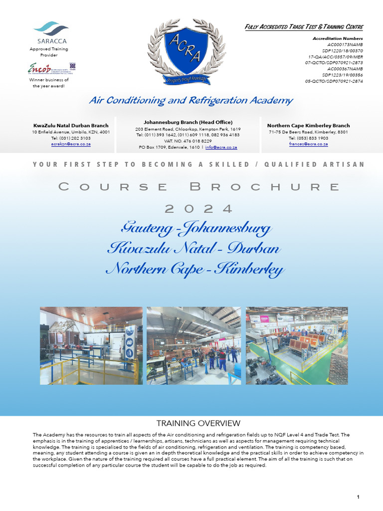 ACRA Air Conditioning Courses 2024 | PDF | Air Conditioning | Refrigerator
