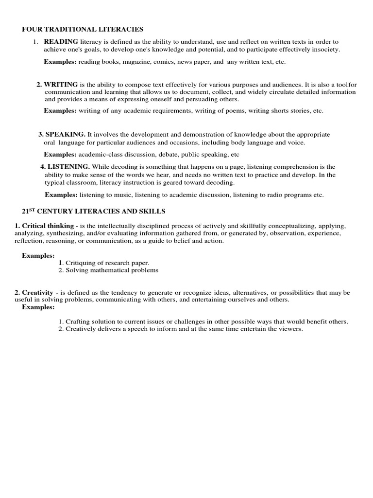 Understanding 21st Century Literacies | PDF | Reading Comprehension ...