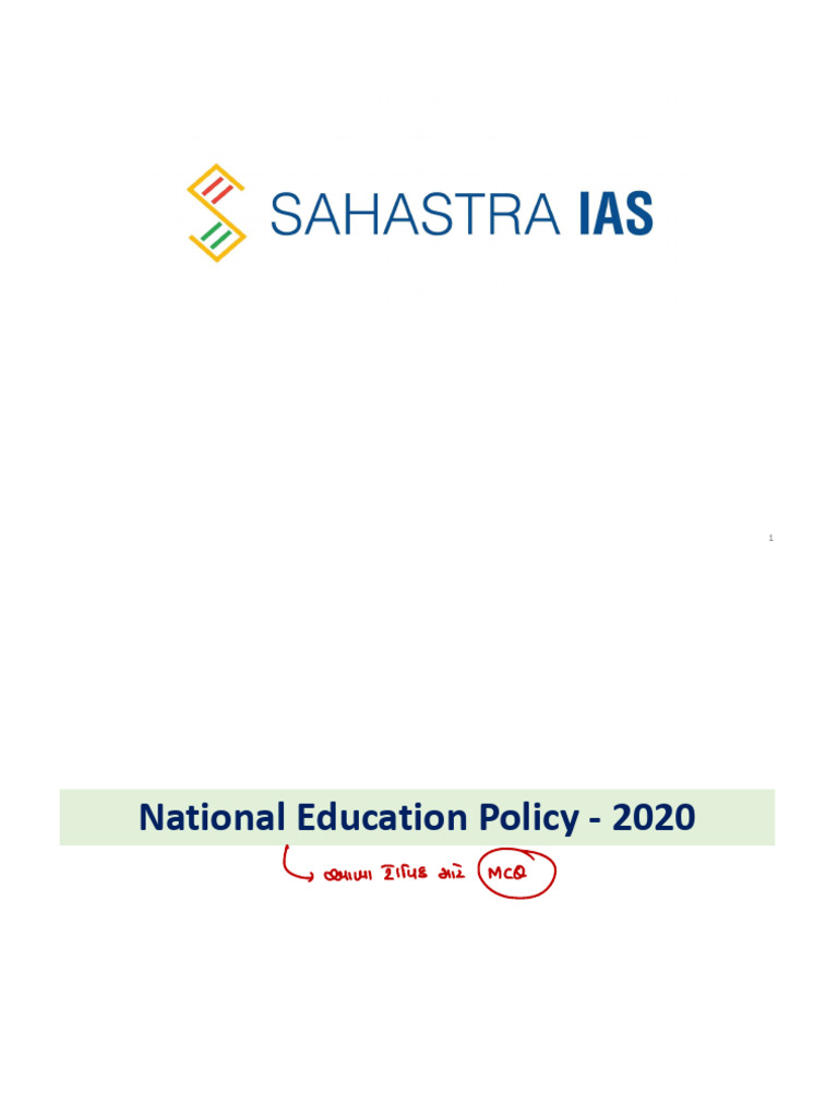 National Education Policy - 2020 | PDF