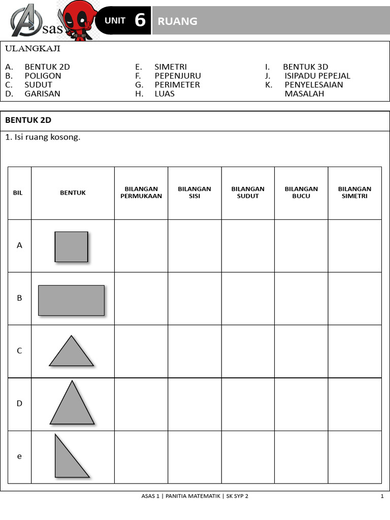 Asas 1 2024 Unit 6 Ruang Pdf