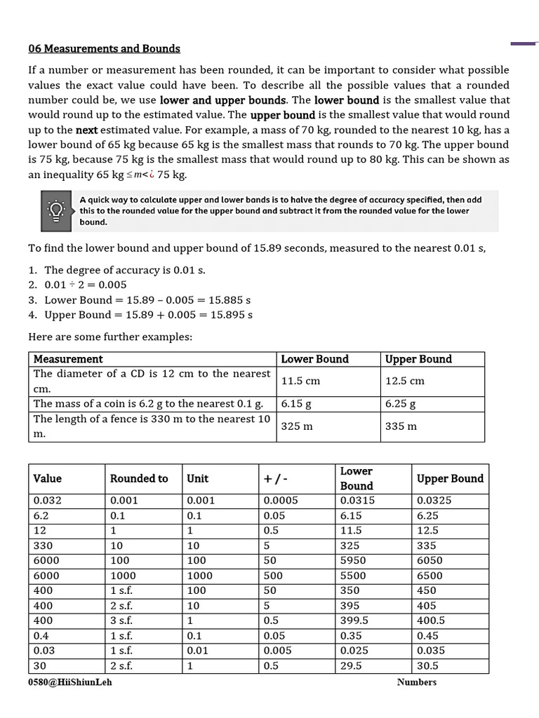 06 Measurements and Bounds Exercise | PDF | Mathematics | Mathematical ...