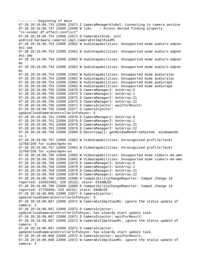 Camera Service Log Analysis | PDF | Computing | Software