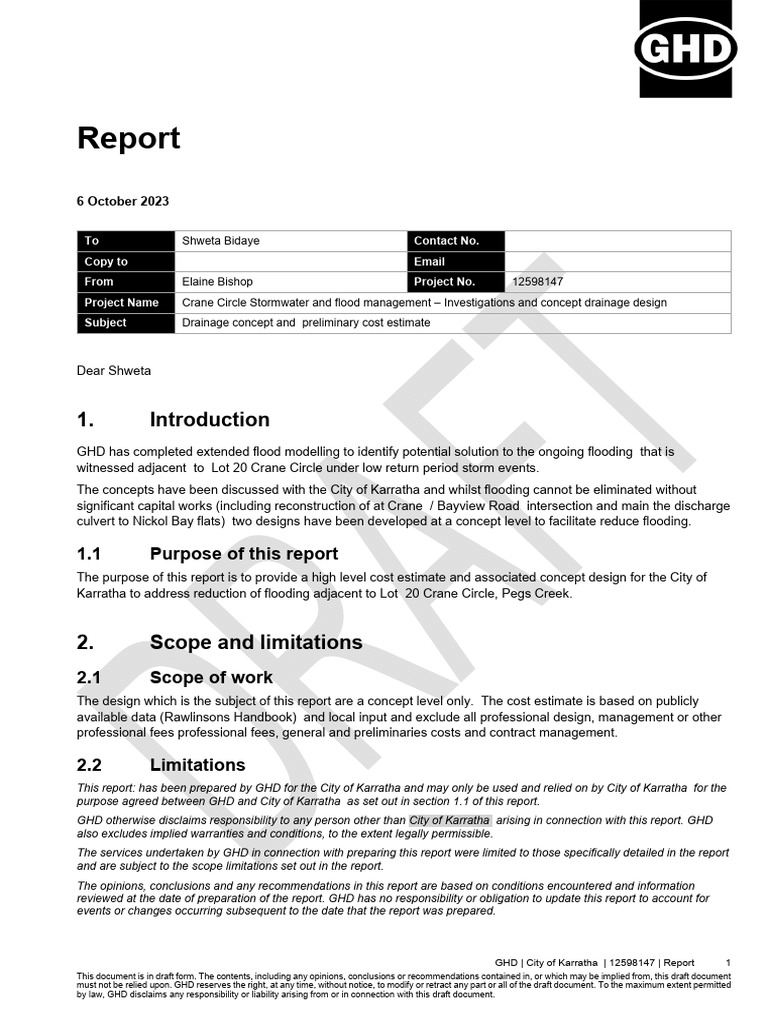 Crane Circle Drainage Design Report | PDF | Storm Drain | Flood
