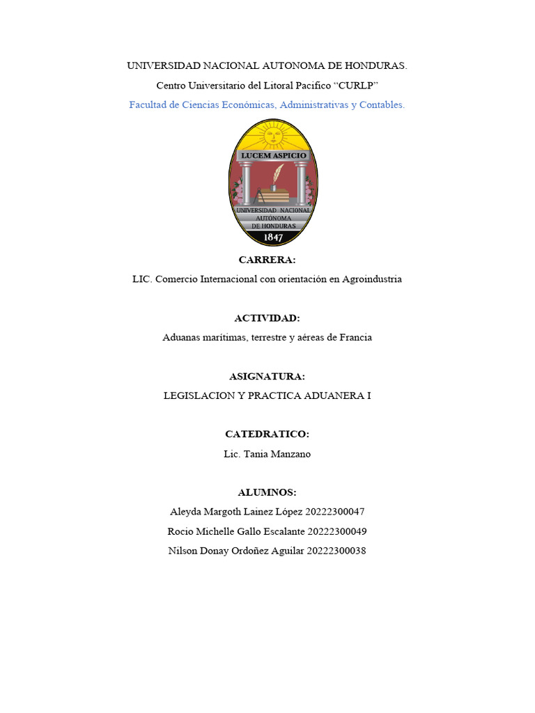 Informe Aduanas Maritima Terretre Y Aerea Pdf Aduana Arancel