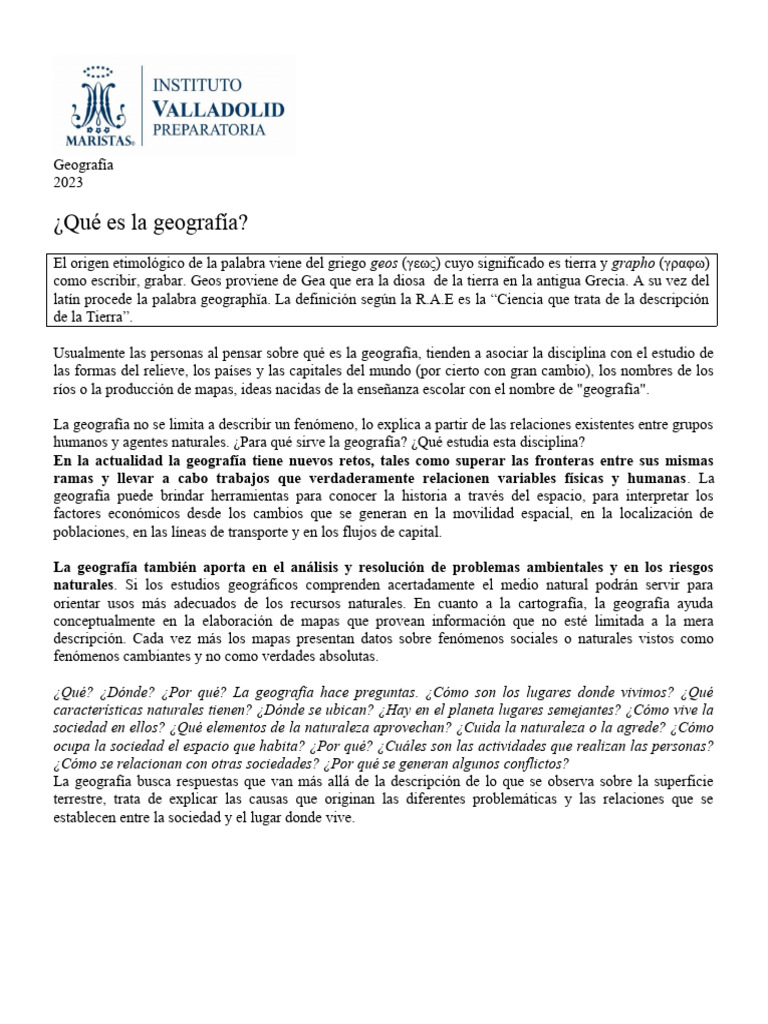 Introducción a la Geografía y su Estudio | PDF | Geografía | Educación ...