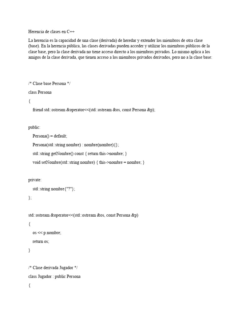 Herencia en C++: Clases y Constructores | PDF | C ++ | Ciencias de la ...