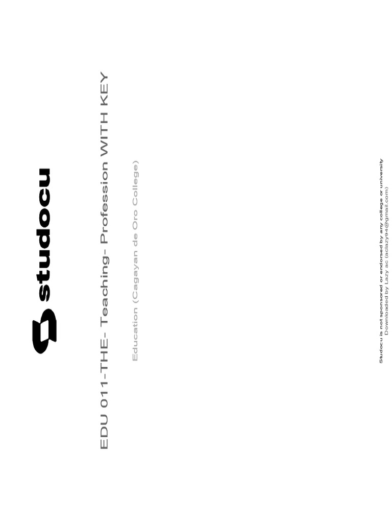 Edu 011 The Teaching Profession With Key Pdf Teachers Learning