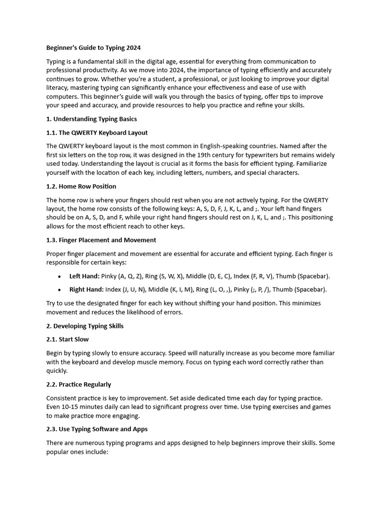 Beginner's Typing Guide 2024 | PDF | Text