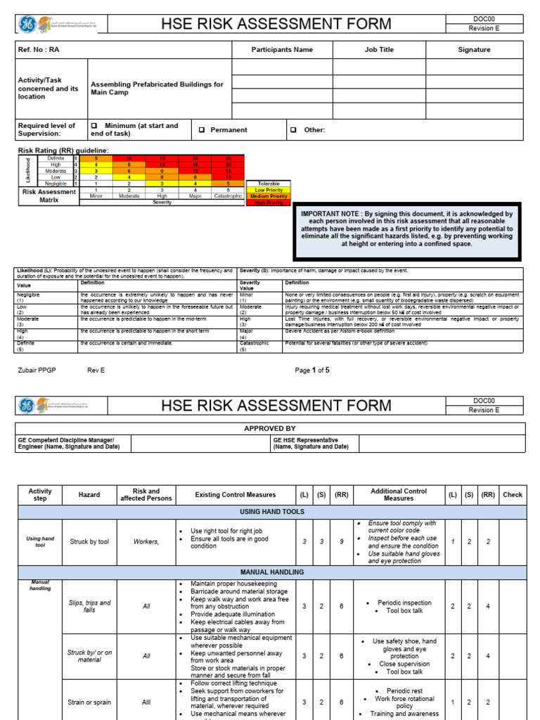 HSE Risk Assessment for Building Assembly | PDF | Risk | Crane (Machine)