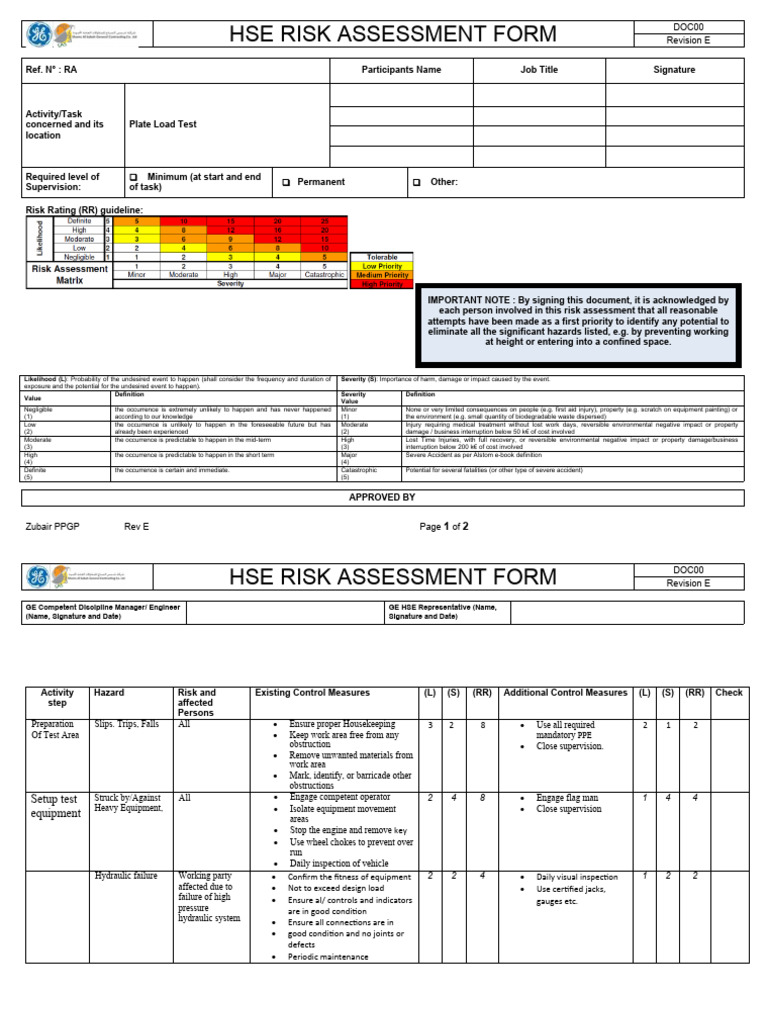 Loading and Unloading Risk Assessment | PDF | Risk | Risk Assessment
