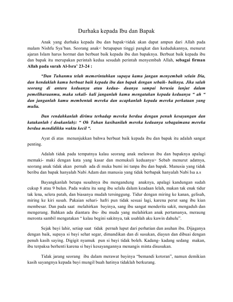 Durhaka Kepada Ibu Dan Bapak Pdf