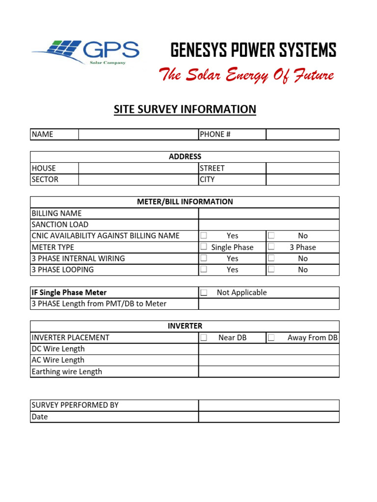 Solar Survey Form | PDF | Science & Mathematics