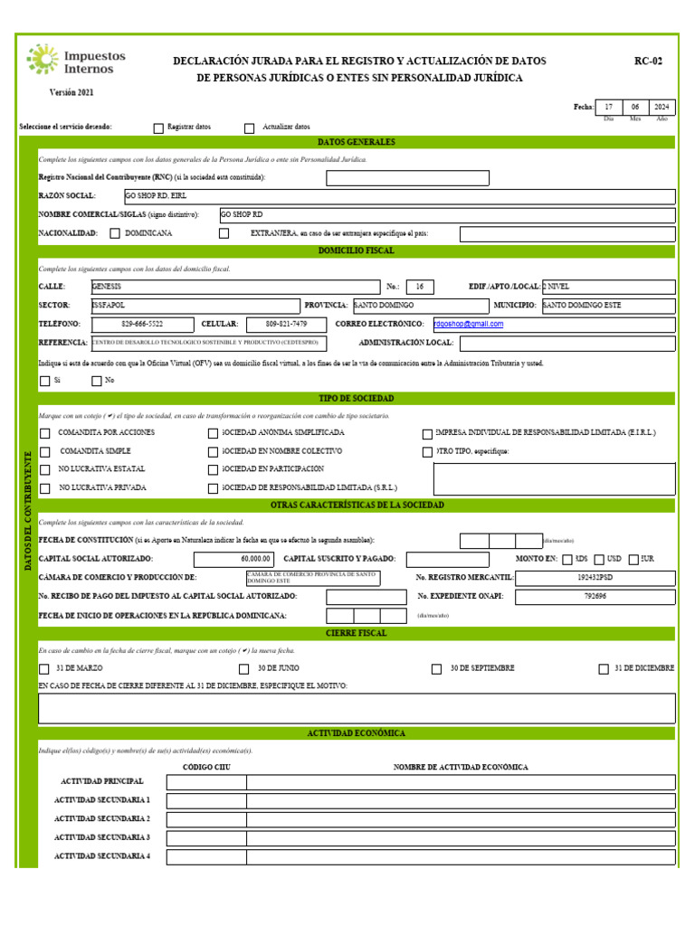 Formulario RC-02: Declaración Jurada | PDF | Documento de identidad ...