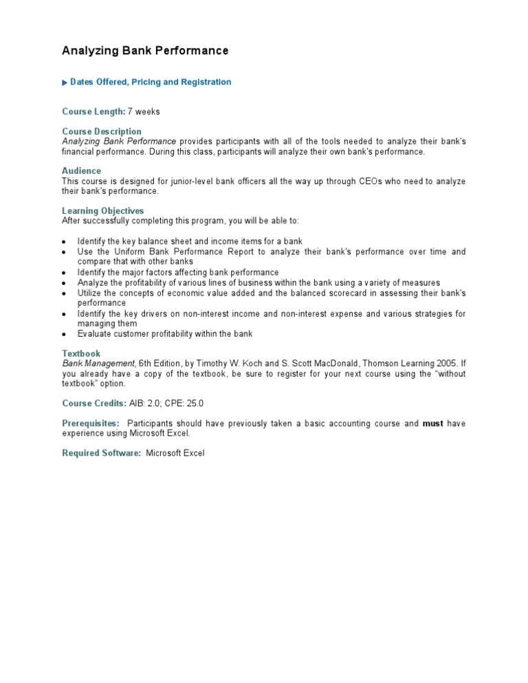 Analyzing Bank Performance | PDF | Business