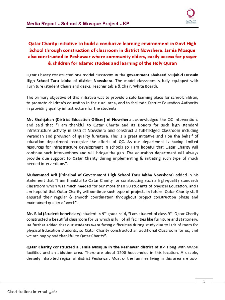Media Report-School & Mosque Project-QC - 26 Jun 23 (Final) | PDF ...