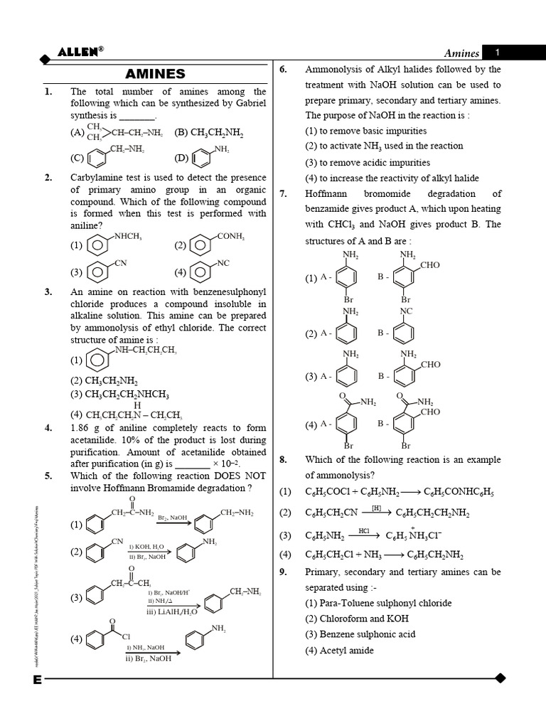 Amines: Gabriel Synthesis & Reactions | PDF | Amine | Chemical Compounds