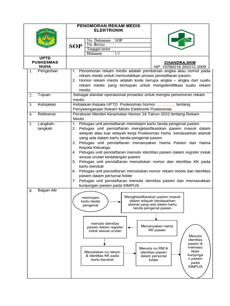 SOP Penomoran Rekam Medis Elektronik | PDF