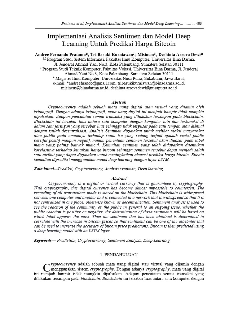 Implementasi Analisis Sentimen Dan Model Deep Learning Untuk Prediksi ...