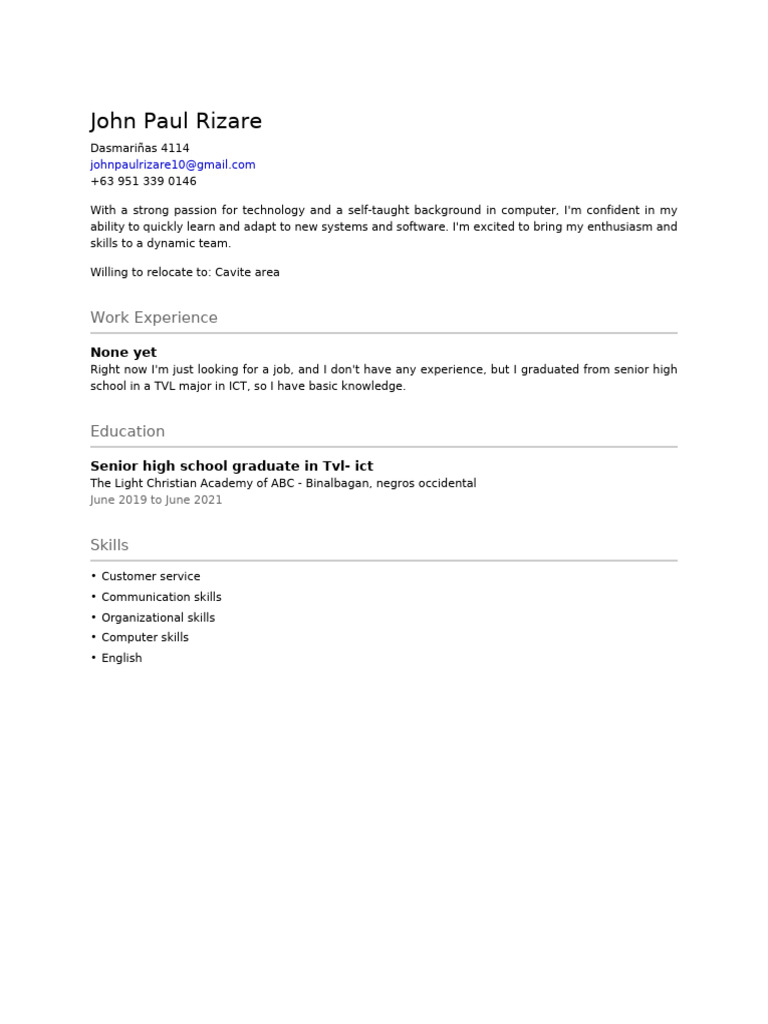 Entry-Level ICT Graduate Resume | PDF