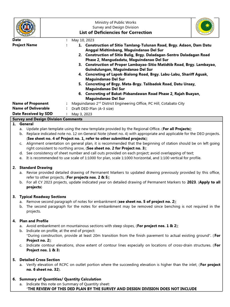 Cy 2023 may 8 2023 6 plans mag 2nd deo cy 2023 projects pdf