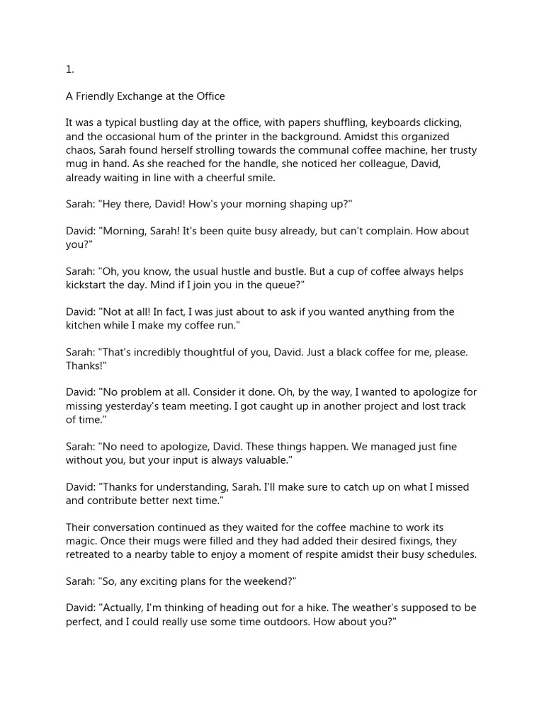 Office Coffee Break Conversations | PDF | Home & Garden