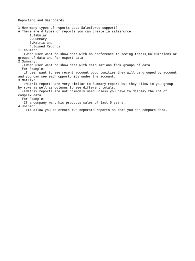 Types of Salesforce Reports Explained | PDF