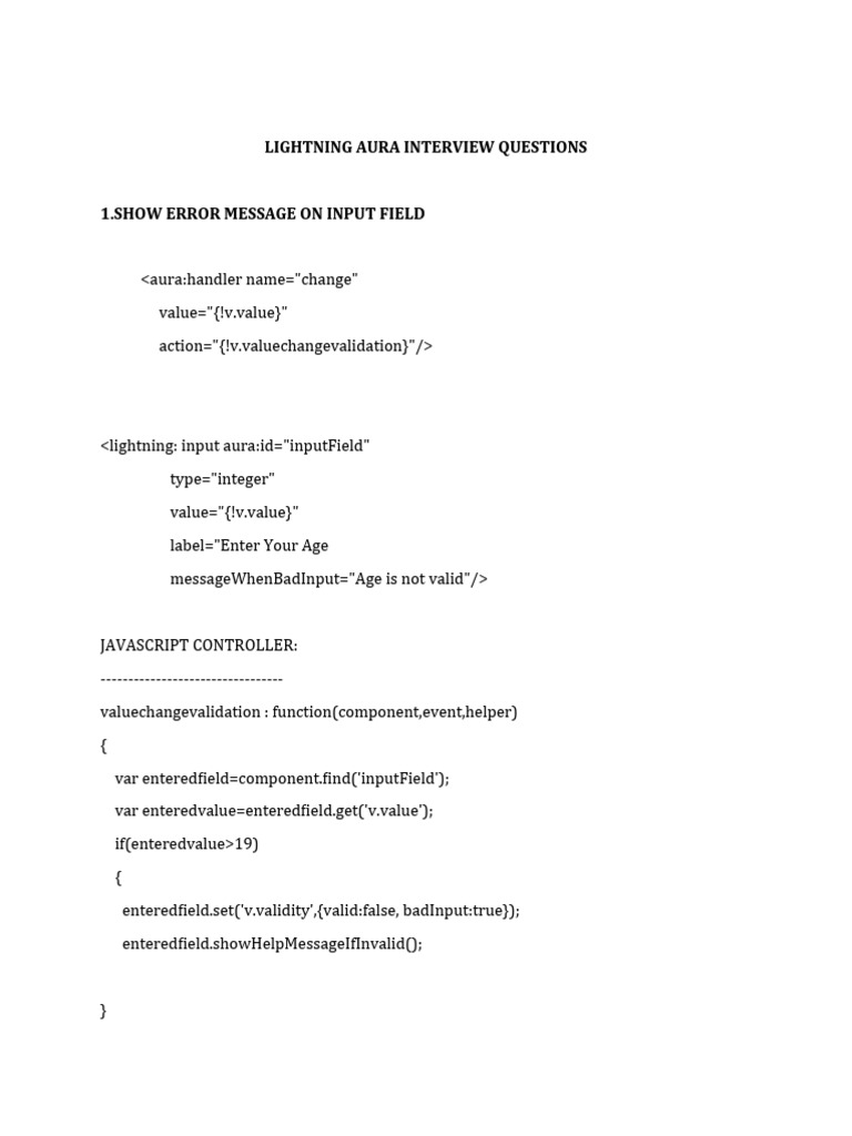 Lightning Aura Component Interview Guide | PDF | Dynamic Web Page ...