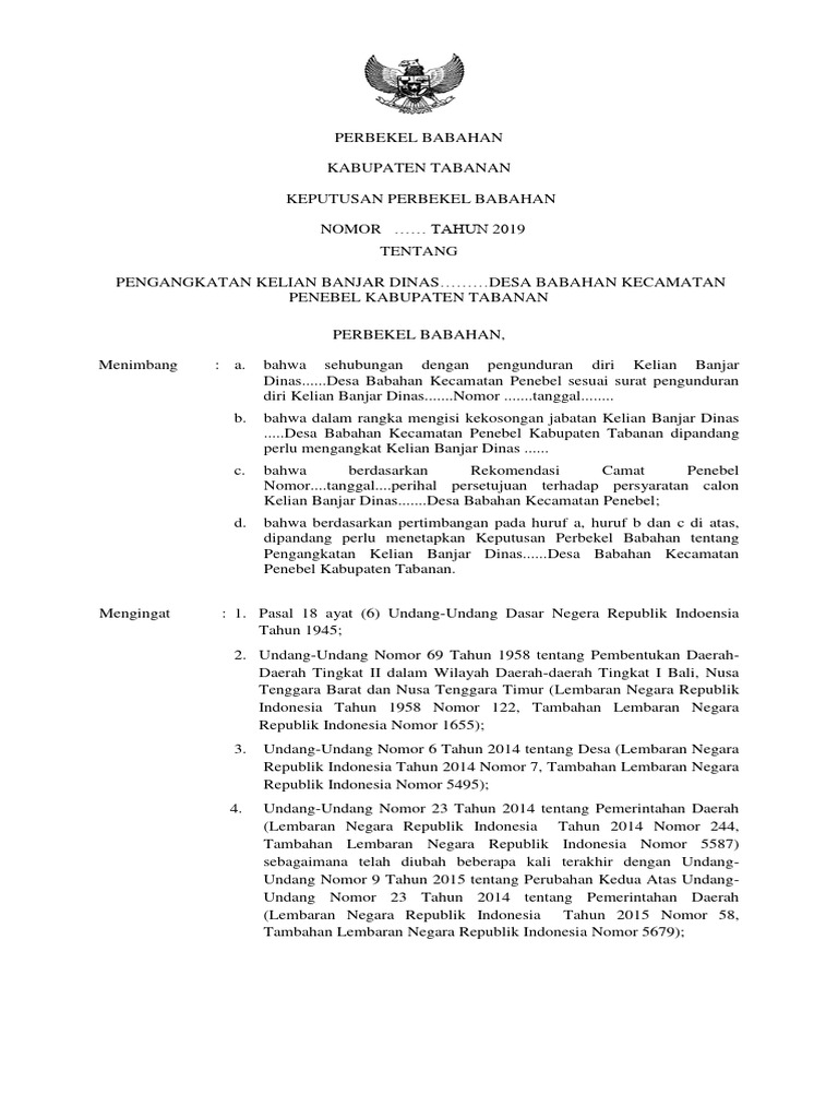 Sk perbekel pengangkatan kelian br dinas dan fakta integritas pdf