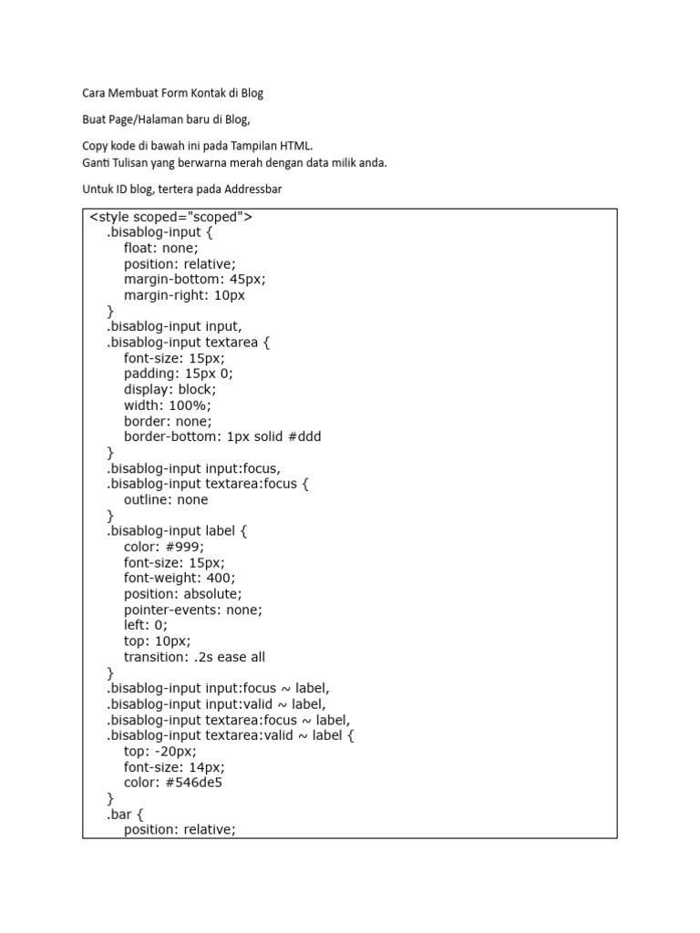 Cara Membuat Form Kontak Di Blog Pdf World Wide Web Internet Web