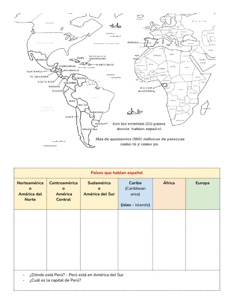 Países de habla hispana y su ubicación | PDF