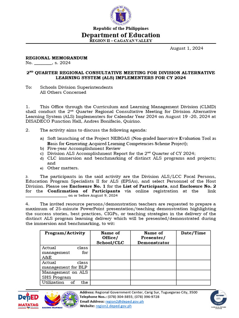 2024 ALS Regional Consultative Meeting | PDF