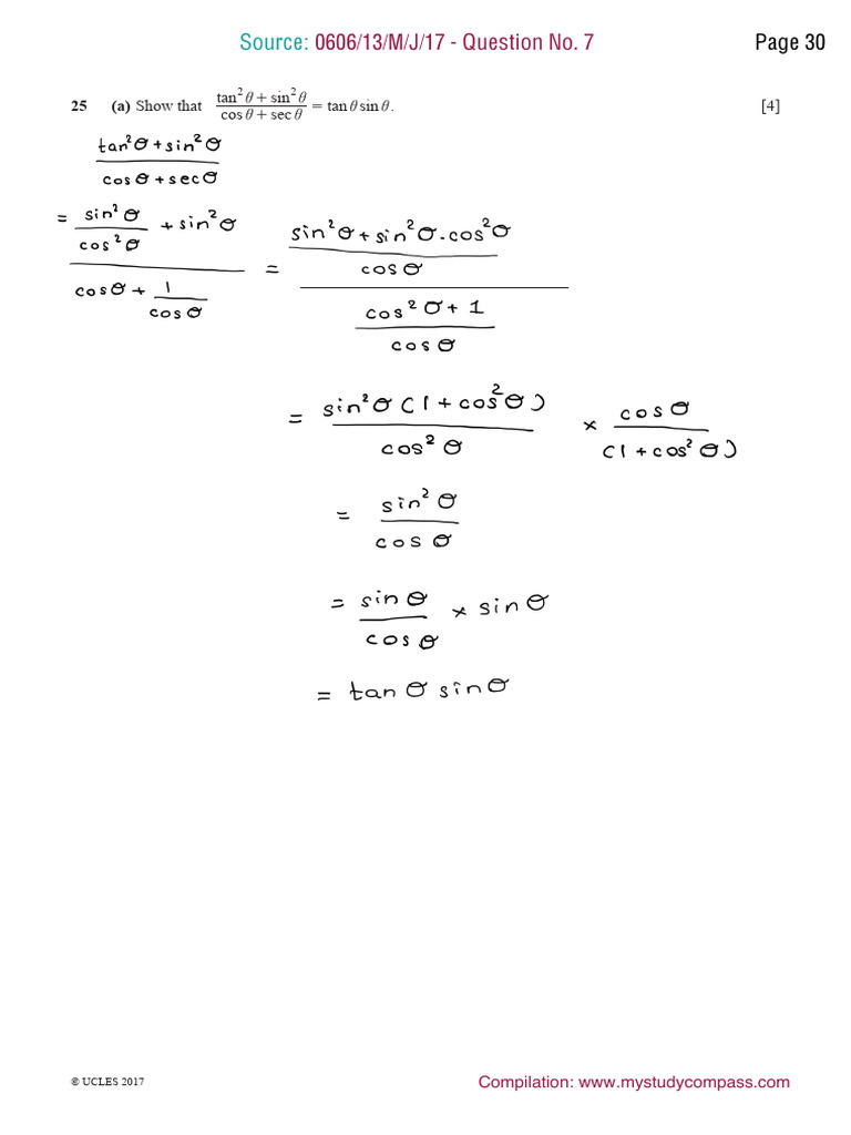 10 cie igcse additional mathematics topical past paper trigonometry